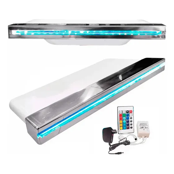 Cascata Com Led Para Piscina 120cm De Embutir Bico Inox