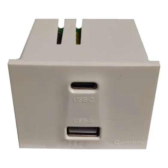 Modulo Toma Doble Usb + Tipo C Carga Rapida Blanco Cambre