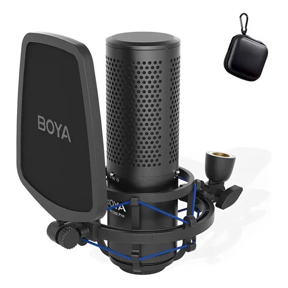 Microfone Condensador Boya By-m1000 Pro Xlr Preto + Bag
