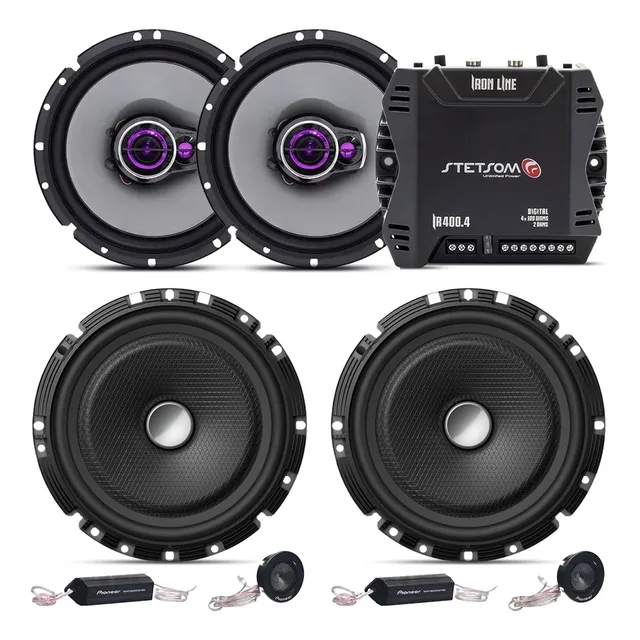 Kit 2 Vias Pioneer Dianteiro 220w + Falante 6 + Módulo 400w