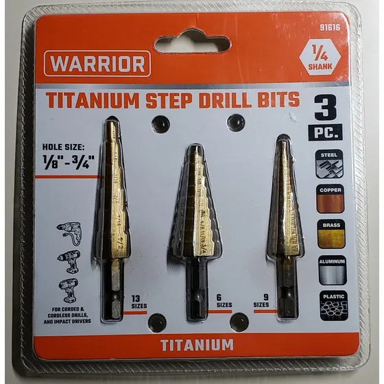 Jgo. Brocas Escalonadas Warrior, 91616, Acero Con Titanio