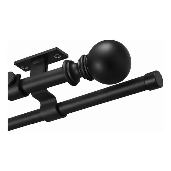 Barra Cortina Doble Casatua Extensible De Metal Con Soportes De Techo - Negro 80 A 210 Cm