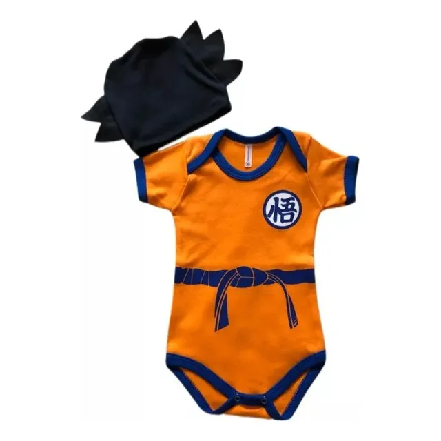 Body Temático Bebê Mesversário - Goku + Touca
