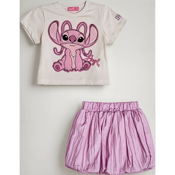Conjunto Blusa Angel Com Strass E Saia Em Balone Momi