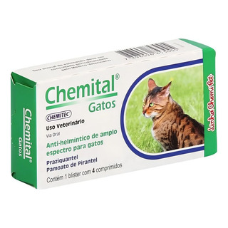 Chemital Gatos 4 Comprimidos - Vermifugo Chemital Gatos 4 Comprimidos - Vermifugo