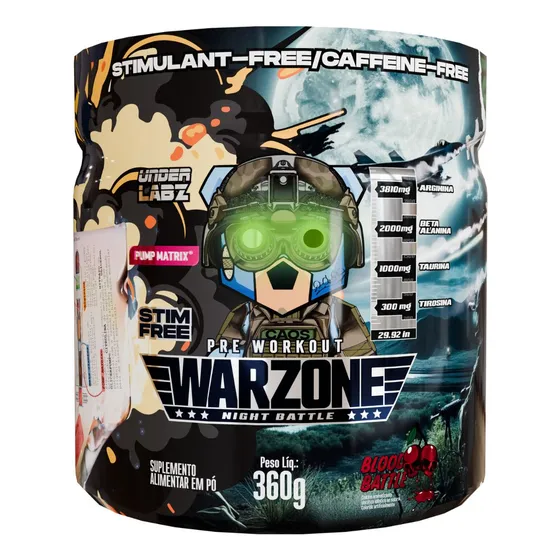 Pré Treino Warzone Pote 360g Under Labz Sabor Blood Battle