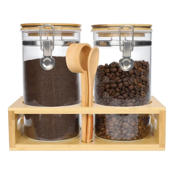 Recipientes De Vidrio Para Café Con Pinza De Cierre Hermé...