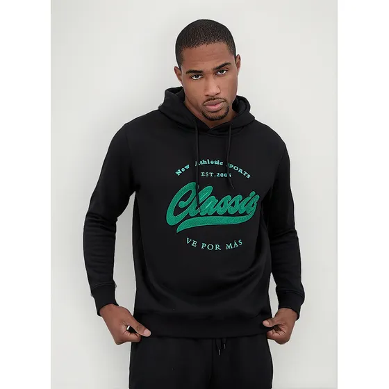 Polera New Athletic Classic Negro Con Verde Hombre