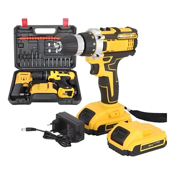 Parafusadeira Furadeira 48v 2 Baterias Bivolt Profissional Amarelo 127/220v 50hz/60hz