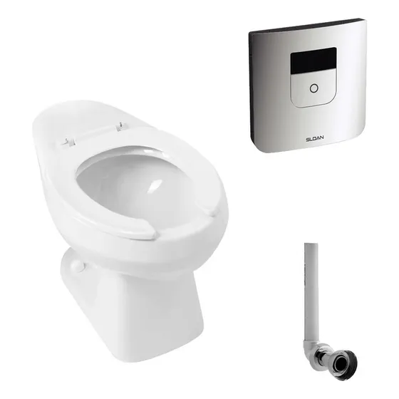 Kit Taza Báltica Plus Entrada Posterior Fluxómetro De Sensor Color Blanco
