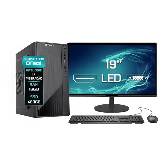 Computador Completo Fácil Intel I7 4ª Geração 16gb Ssd 480gb