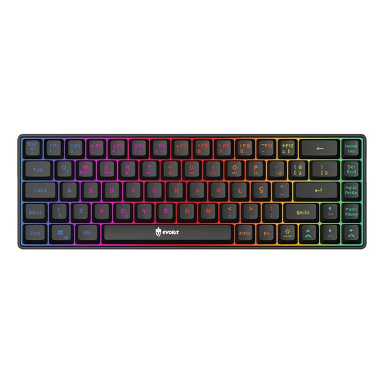 Teclado Gamer Evolut Fay Eg211 60% Backlight Luz Rainbow Rgb