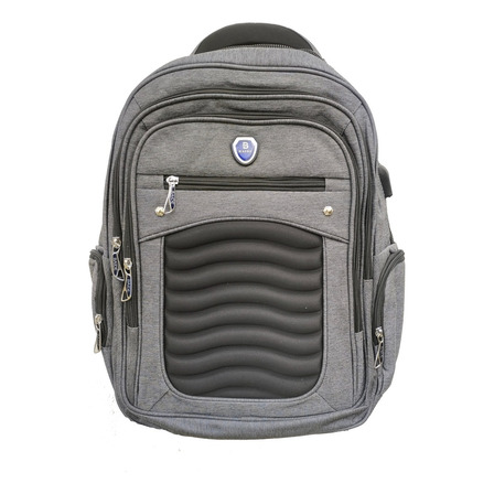 Mochila Notebook Reforzada ,impermeable Usb Gris Liso Mochila Notebook Reforzada ,impermeable Usb Gris Liso