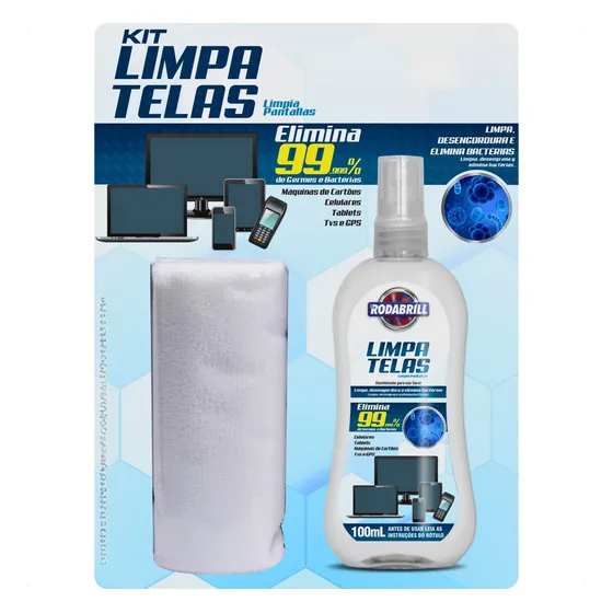 Limpa Telas Celular Notebook Tv - Kit Com Pano - Rodabrill