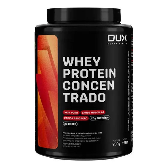 Whey Protein Concentrado Pote (900g) Dux Nutrition Sabor Chocolate