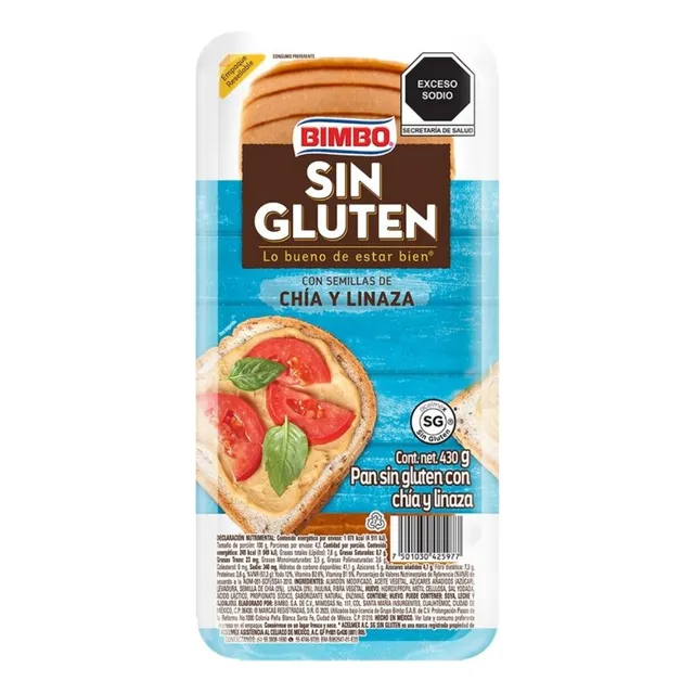 2 Pza Pan Blanco Bimbo Con Chía Y Linaza 430 G