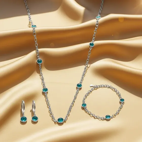 Kit Colar Cordão Com Pulseira + Brinco Argola Azul Prata 925