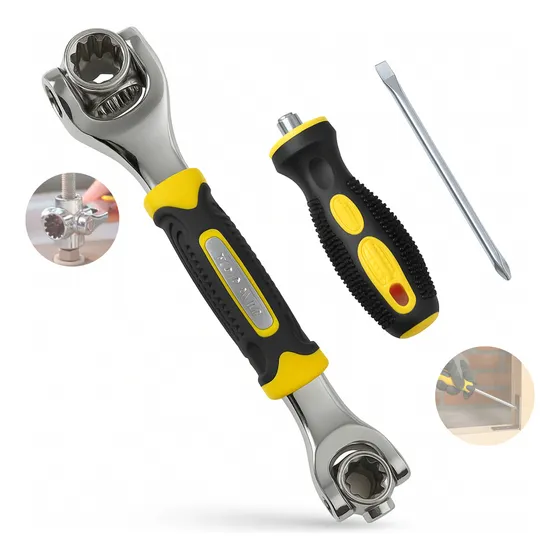 Kit Chave Tigre 360 Giratória Soquete 8 A 19mm + Chave Dupla