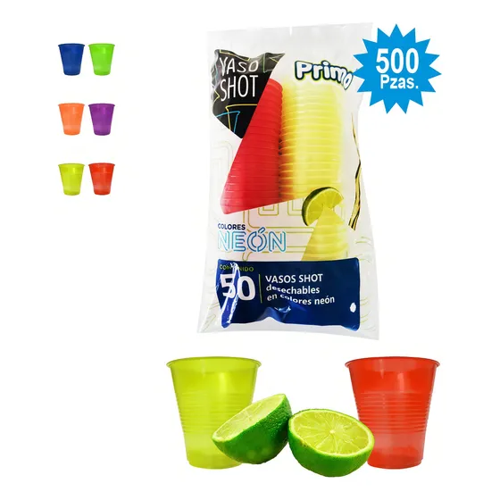 Vaso Shot Neón Desechable 500 Piezas Marca Primo - Pineon1