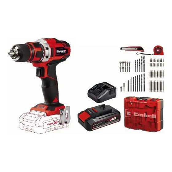 Taladro De Rotación 1/2" Inalámbrico 18v 40nm Batería Cargador 69 Piezas Einhell Te-cd 18/40 Li Kit