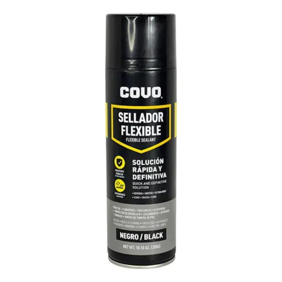 Sellador Flexible Spray Impermeabilizante Negro Covo Gs