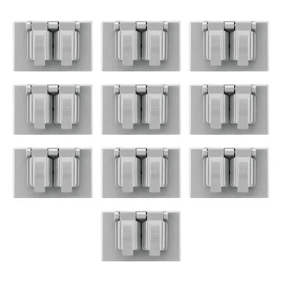 Tapa Interperie Para Contacto Doble Gris Cooper (10 Piezas)