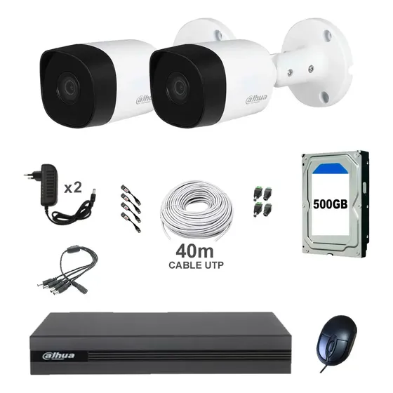 Kit Camaras Seguridad Exterior Full Hd Completo Dvr Y Disco Color Blanco