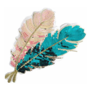 Parche Plumas Bicolor De Lentejuela Tamaño Grande Parche Plumas Bicolor De Lentejuela Tamaño Grande