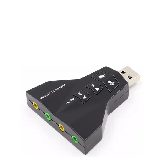 Placa De Audio Sonido Usb Externa Doble Salidas 7.1 Dj Pc Color Negro