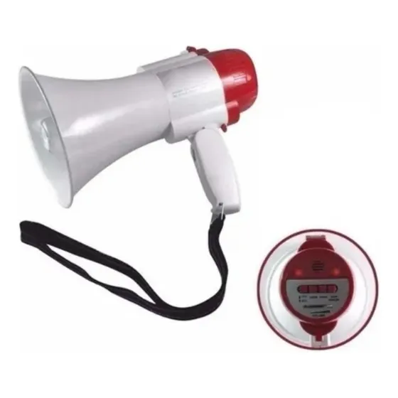 Megafone Portátil Com Microfone Sirene Musical E Gravador Cor Vermelho