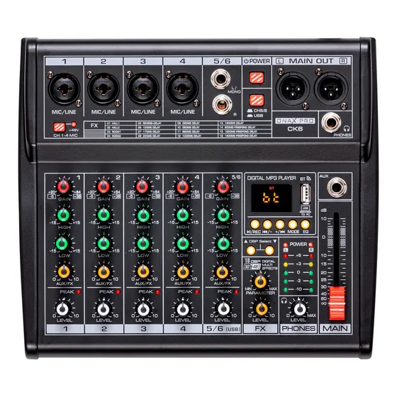 Onax Pro Ck6 Consola Mixer Interfaz De Audio Efectos Bluetooth Usb