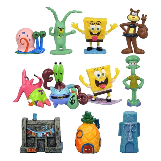11 Pc Figura De Bob Esponja De + Modelo De Casa 