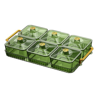 Bandeja De Secos Con Tapa, Cuenco Para 6 Cuadrícula Verde Bandeja De Secos Con Tapa, Cuenco Para 6 Cuadrícula Verde