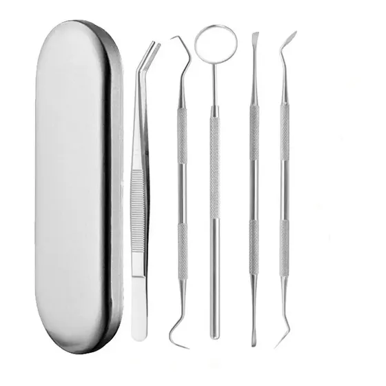 Kit Limpieza Dental 5 Piezas Acero Inoxidable Higiene Diente | Cuotas sin interés