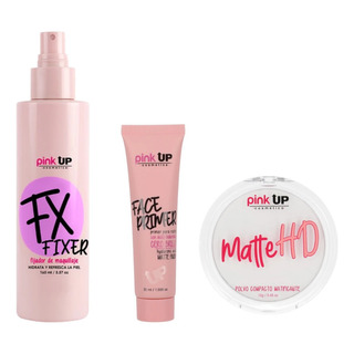 Primer Fijador + Polvo + Traslucido Pink Up Kit Maquillaje Primer Fijador + Polvo + Traslucido Pink Up Kit Maquillaje