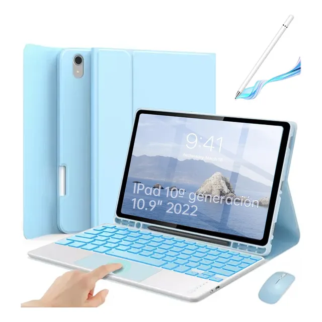 Funda Teclado Táctil Mouse Lápiz iPad 10a Gen 10.9 2022 Ñ