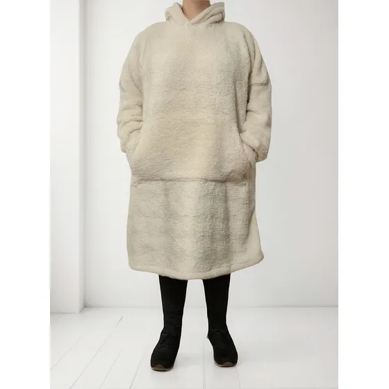 Maxi Buzo Manta Corderito Bifaz Canguro Peluche Oversize