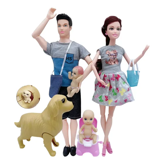 Boneca Barbie Grávida Com Bebes E Cachorro Com Filhotes