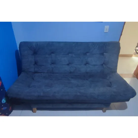 Sofácama Reclinable Gris Tela Capitonado