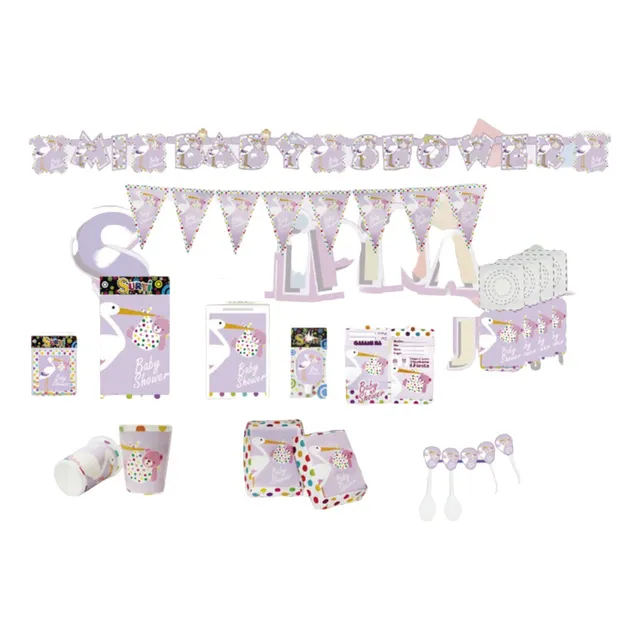 Kit Set  Decoración Baby Shower Niña Lila  Económica