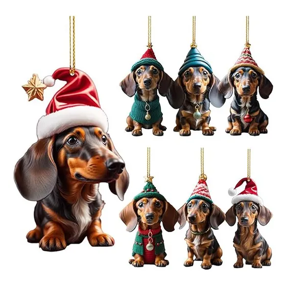 Colgante Navideño Perro Salchicha Para Coche, Casa, 14 Un