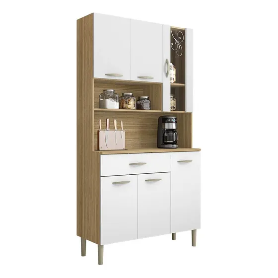 Mueble de cocina completamente compacto dorado con 6 peniques y 1 cajón, granos de color Supreme