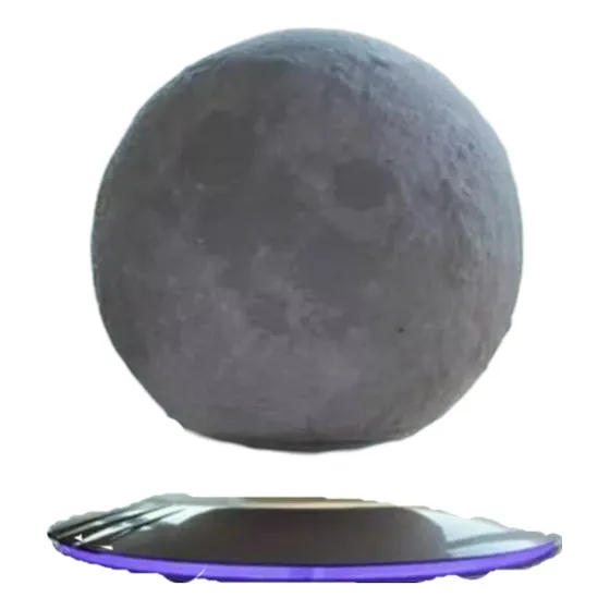 Lua Flutuante Magnética Com Luz Interna Flutua Sobre A Base