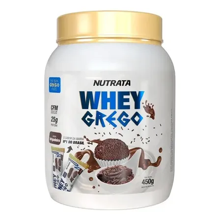 Whey Grego Pote 450g Brigadeiro Nutrata Vitamina De Frutas