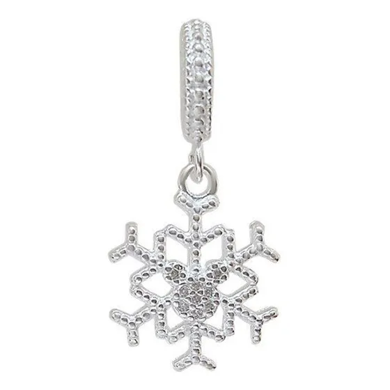 Berloque De Prata 925 Floco De Neve Cravejado C/ Garantia