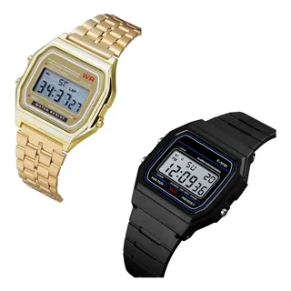 2 RelĂłgios Digital De Pulso Digital Masculino Feminino Correia Dourado E Preto 2 RelĂłgios Digital De Pulso Digital Masculino Feminino Correia Dourado E Preto