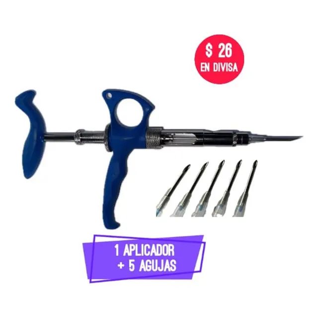 Chip Ganadero Aplicador Reusable Metal  2.12*12mm Con Aguja