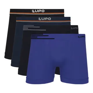 Kit 4 Cuecas Boxer Lupo Sem Costura Microfibra Masculino Box Kit 4 Cuecas Boxer Lupo Sem Costura Microfibra Masculino Box