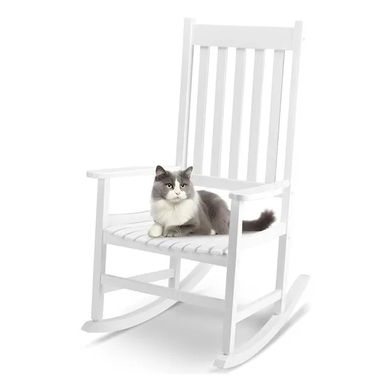 Silla Mecedora Exteriores, De Madera Maciza, Respaldo A...