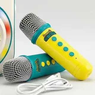 Maquina De Karaoke Altavoz Bluetooth Para Ninos 2 Microfonos Color Blanco